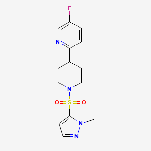 5-Fluoro-2-[1-(2-methylpyrazol-3-yl)sulfonylpiperidin-4-yl]pyridine