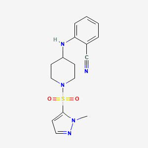 2-[[1-(2-Methylpyrazol-3-yl)sulfonylpiperidin-4-yl]amino]benzonitrile