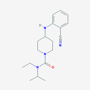 molecular formula C18H26N4O B6983077 4-(2-cyanoanilino)-N-ethyl-N-propan-2-ylpiperidine-1-carboxamide 