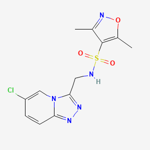 molecular formula C12H12ClN5O3S B6983089 N-[(6-chloro-[1,2,4]triazolo[4,3-a]pyridin-3-yl)methyl]-3,5-dimethyl-1,2-oxazole-4-sulfonamide 