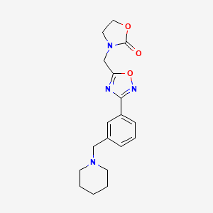 3-[[3-[3-(Piperidin-1-ylmethyl)phenyl]-1,2,4-oxadiazol-5-yl]methyl]-1,3-oxazolidin-2-one