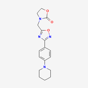 molecular formula C17H20N4O3 B6983164 3-[[3-(4-Piperidin-1-ylphenyl)-1,2,4-oxadiazol-5-yl]methyl]-1,3-oxazolidin-2-one 