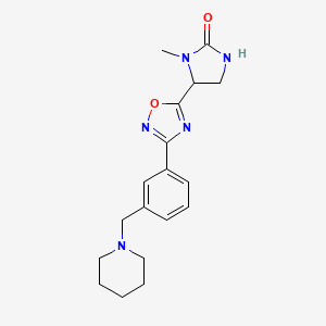 molecular formula C18H23N5O2 B6983193 1-Methyl-5-[3-[3-(piperidin-1-ylmethyl)phenyl]-1,2,4-oxadiazol-5-yl]imidazolidin-2-one 