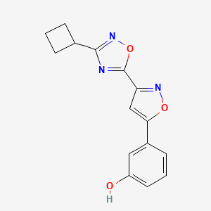 3-[3-(3-Cyclobutyl-1,2,4-oxadiazol-5-yl)-1,2-oxazol-5-yl]phenol