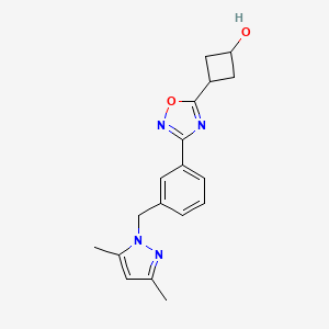 3-[3-[3-[(3,5-Dimethylpyrazol-1-yl)methyl]phenyl]-1,2,4-oxadiazol-5-yl]cyclobutan-1-ol