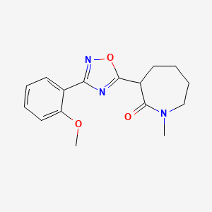 molecular formula C16H19N3O3 B6983247 3-[3-(2-Methoxyphenyl)-1,2,4-oxadiazol-5-yl]-1-methylazepan-2-one 