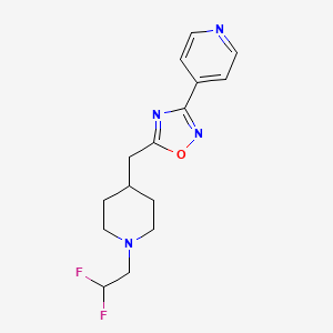 molecular formula C15H18F2N4O B6983264 5-[[1-(2,2-Difluoroethyl)piperidin-4-yl]methyl]-3-pyridin-4-yl-1,2,4-oxadiazole 