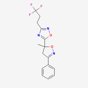 molecular formula C15H14F3N3O2 B6983277 5-(5-methyl-3-phenyl-4H-1,2-oxazol-5-yl)-3-(3,3,3-trifluoropropyl)-1,2,4-oxadiazole 