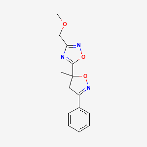 molecular formula C14H15N3O3 B6983287 3-(methoxymethyl)-5-(5-methyl-3-phenyl-4H-1,2-oxazol-5-yl)-1,2,4-oxadiazole 