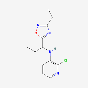 molecular formula C12H15ClN4O B6983317 2-chloro-N-[1-(3-ethyl-1,2,4-oxadiazol-5-yl)propyl]pyridin-3-amine 