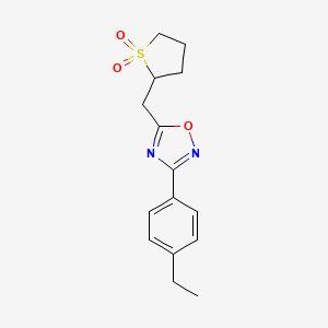 molecular formula C15H18N2O3S B6983339 2-[[3-(4-Ethylphenyl)-1,2,4-oxadiazol-5-yl]methyl]thiolane 1,1-dioxide 