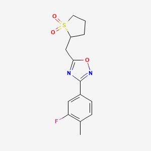 2-[[3-(3-Fluoro-4-methylphenyl)-1,2,4-oxadiazol-5-yl]methyl]thiolane 1,1-dioxide