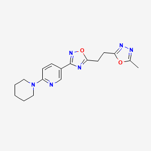 molecular formula C17H20N6O2 B6983380 2-Methyl-5-[2-[3-(6-piperidin-1-ylpyridin-3-yl)-1,2,4-oxadiazol-5-yl]ethyl]-1,3,4-oxadiazole 