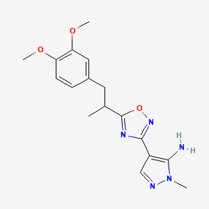 molecular formula C17H21N5O3 B6983404 4-[5-[1-(3,4-Dimethoxyphenyl)propan-2-yl]-1,2,4-oxadiazol-3-yl]-2-methylpyrazol-3-amine 