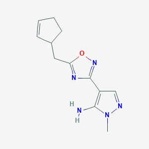 4-[5-(Cyclopent-2-en-1-ylmethyl)-1,2,4-oxadiazol-3-yl]-2-methylpyrazol-3-amine