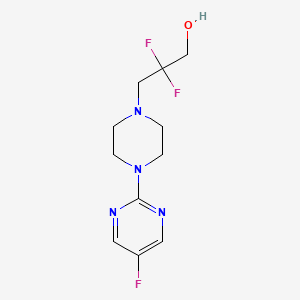 molecular formula C11H15F3N4O B6983426 2,2-Difluoro-3-[4-(5-fluoropyrimidin-2-yl)piperazin-1-yl]propan-1-ol 