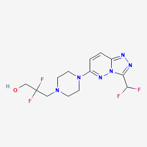 molecular formula C13H16F4N6O B6983434 3-[4-[3-(Difluoromethyl)-[1,2,4]triazolo[4,3-b]pyridazin-6-yl]piperazin-1-yl]-2,2-difluoropropan-1-ol 