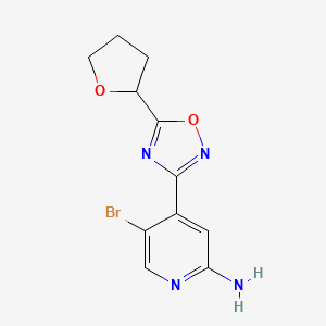 5-Bromo-4-[5-(oxolan-2-yl)-1,2,4-oxadiazol-3-yl]pyridin-2-amine