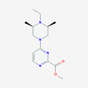 molecular formula C14H22N4O2 B6983446 methyl 4-[(3R,5S)-4-ethyl-3,5-dimethylpiperazin-1-yl]pyrimidine-2-carboxylate 