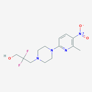 2,2-Difluoro-3-[4-(6-methyl-5-nitropyridin-2-yl)piperazin-1-yl]propan-1-ol