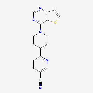 molecular formula C17H15N5S B6983546 6-(1-Thieno[3,2-d]pyrimidin-4-ylpiperidin-4-yl)pyridine-3-carbonitrile 