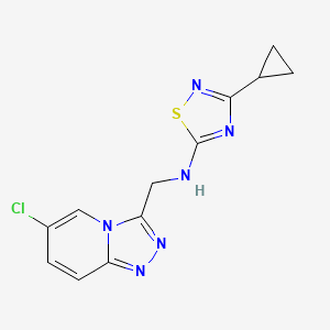 molecular formula C12H11ClN6S B6983551 N-[(6-chloro-[1,2,4]triazolo[4,3-a]pyridin-3-yl)methyl]-3-cyclopropyl-1,2,4-thiadiazol-5-amine 