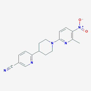 molecular formula C17H17N5O2 B6983559 6-[1-(6-Methyl-5-nitropyridin-2-yl)piperidin-4-yl]pyridine-3-carbonitrile 