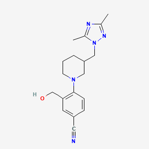 molecular formula C18H23N5O B6983595 4-[3-[(3,5-Dimethyl-1,2,4-triazol-1-yl)methyl]piperidin-1-yl]-3-(hydroxymethyl)benzonitrile 