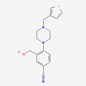 molecular formula C17H19N3OS B6983602 3-(Hydroxymethyl)-4-[4-(thiophen-3-ylmethyl)piperazin-1-yl]benzonitrile 