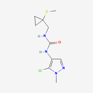 molecular formula C10H15ClN4OS B6983685 1-(5-Chloro-1-methylpyrazol-4-yl)-3-[(1-methylsulfanylcyclopropyl)methyl]urea 