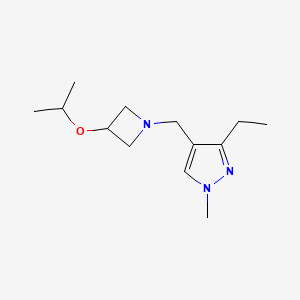 molecular formula C13H23N3O B6983750 3-Ethyl-1-methyl-4-[(3-propan-2-yloxyazetidin-1-yl)methyl]pyrazole 