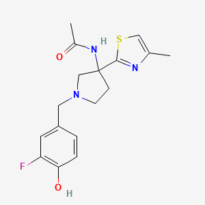 N-[1-[(3-fluoro-4-hydroxyphenyl)methyl]-3-(4-methyl-1,3-thiazol-2-yl)pyrrolidin-3-yl]acetamide