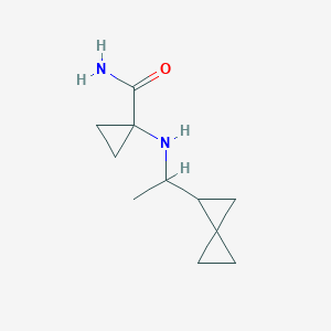 molecular formula C11H18N2O B6983771 1-(1-Spiro[2.2]pentan-2-ylethylamino)cyclopropane-1-carboxamide 