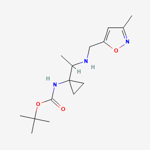 molecular formula C15H25N3O3 B6983803 tert-butyl N-[1-[1-[(3-methyl-1,2-oxazol-5-yl)methylamino]ethyl]cyclopropyl]carbamate 