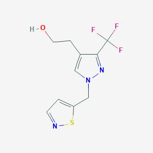 molecular formula C10H10F3N3OS B6983806 2-[1-(1,2-Thiazol-5-ylmethyl)-3-(trifluoromethyl)pyrazol-4-yl]ethanol 