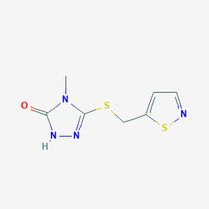 molecular formula C7H8N4OS2 B6983825 4-methyl-3-(1,2-thiazol-5-ylmethylsulfanyl)-1H-1,2,4-triazol-5-one 