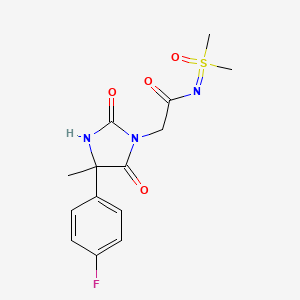 molecular formula C14H16FN3O4S B6983839 N-[dimethyl(oxo)-lambda6-sulfanylidene]-2-[4-(4-fluorophenyl)-4-methyl-2,5-dioxoimidazolidin-1-yl]acetamide 