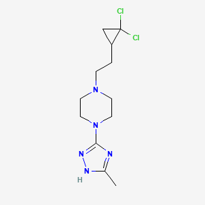 molecular formula C12H19Cl2N5 B6983848 1-[2-(2,2-dichlorocyclopropyl)ethyl]-4-(5-methyl-1H-1,2,4-triazol-3-yl)piperazine 