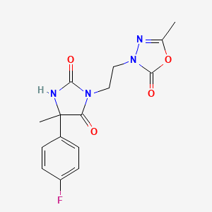 5-(4-Fluorophenyl)-5-methyl-3-[2-(5-methyl-2-oxo-1,3,4-oxadiazol-3-yl)ethyl]imidazolidine-2,4-dione