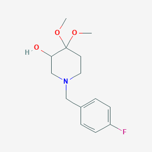 molecular formula C14H20FNO3 B6983856 1-[(4-Fluorophenyl)methyl]-4,4-dimethoxypiperidin-3-ol 