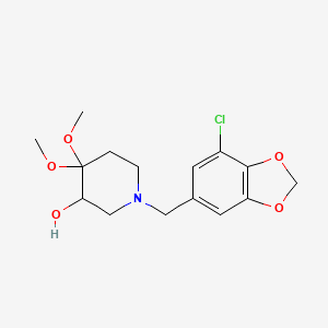 molecular formula C15H20ClNO5 B6983859 1-[(7-Chloro-1,3-benzodioxol-5-yl)methyl]-4,4-dimethoxypiperidin-3-ol 