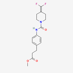 molecular formula C17H20F2N2O3 B6984299 Methyl 3-[4-[[4-(difluoromethylidene)piperidine-1-carbonyl]amino]phenyl]propanoate 