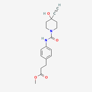 molecular formula C18H22N2O4 B6984398 Methyl 3-[4-[(4-ethynyl-4-hydroxypiperidine-1-carbonyl)amino]phenyl]propanoate 