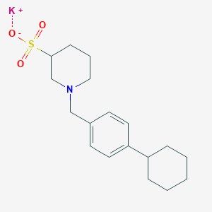 molecular formula C18H26KNO3S B6985232 Potassium;1-[(4-cyclohexylphenyl)methyl]piperidine-3-sulfonate 