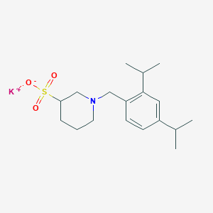 molecular formula C18H28KNO3S B6985238 Potassium;1-[[2,4-di(propan-2-yl)phenyl]methyl]piperidine-3-sulfonate 