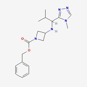 molecular formula C18H25N5O2 B6985582 Benzyl 3-[[2-methyl-1-(4-methyl-1,2,4-triazol-3-yl)propyl]amino]azetidine-1-carboxylate 