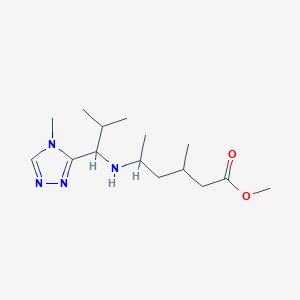 molecular formula C15H28N4O2 B6985659 Methyl 3-methyl-5-[[2-methyl-1-(4-methyl-1,2,4-triazol-3-yl)propyl]amino]hexanoate 