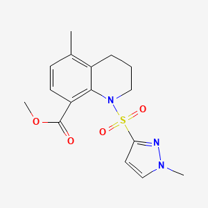 molecular formula C16H19N3O4S B6985877 methyl 5-methyl-1-(1-methylpyrazol-3-yl)sulfonyl-3,4-dihydro-2H-quinoline-8-carboxylate 