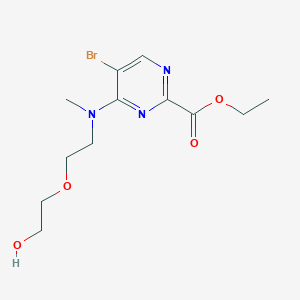 molecular formula C12H18BrN3O4 B6985906 Ethyl 5-bromo-4-[2-(2-hydroxyethoxy)ethyl-methylamino]pyrimidine-2-carboxylate 