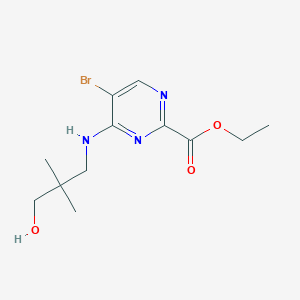 molecular formula C12H18BrN3O3 B6985917 Ethyl 5-bromo-4-[(3-hydroxy-2,2-dimethylpropyl)amino]pyrimidine-2-carboxylate 